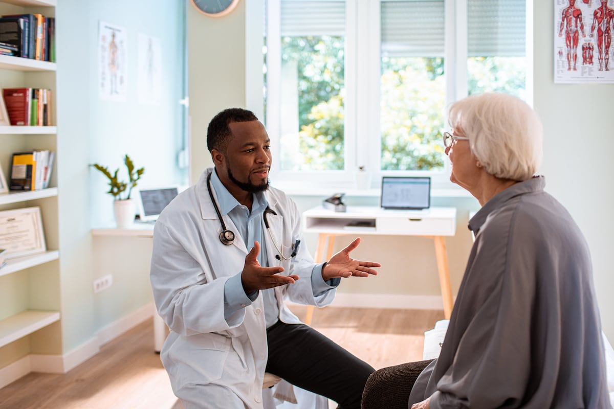 A doctor talks to a patient.