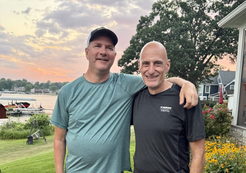 Patula and Fusco at Paw Paw Lake in Michigan in July 2025.